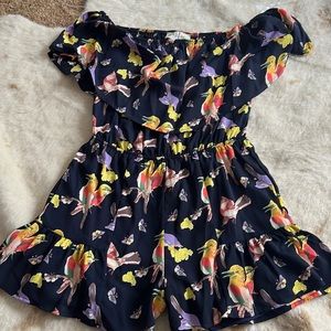 Navy off the shoulder romper